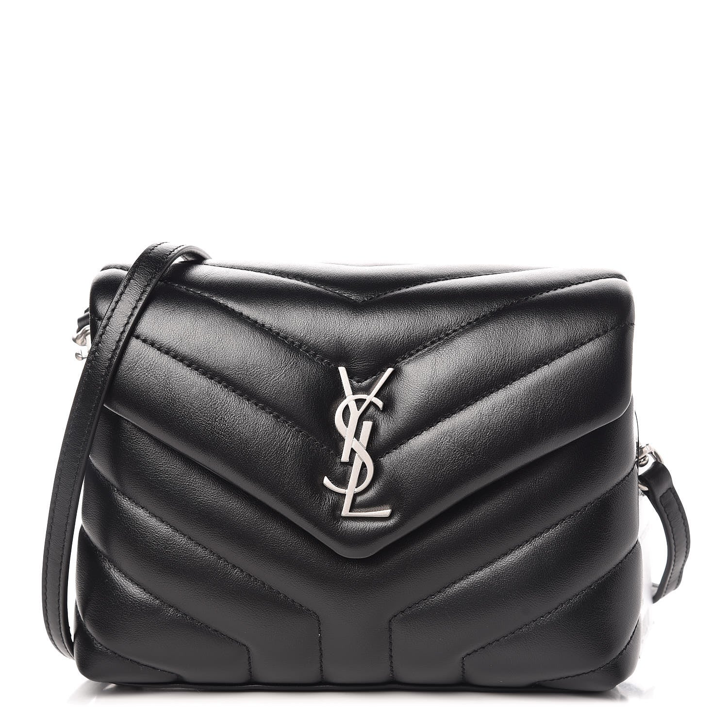 Saint Laurent Calfskin Y Quilted Monogram Toy Loulou Crossbody Bag Black 1 of 10