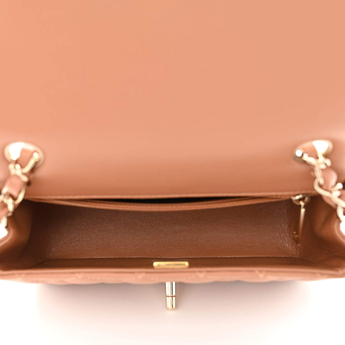 Lambskin Quilted Mini Rectangular Flap Brown