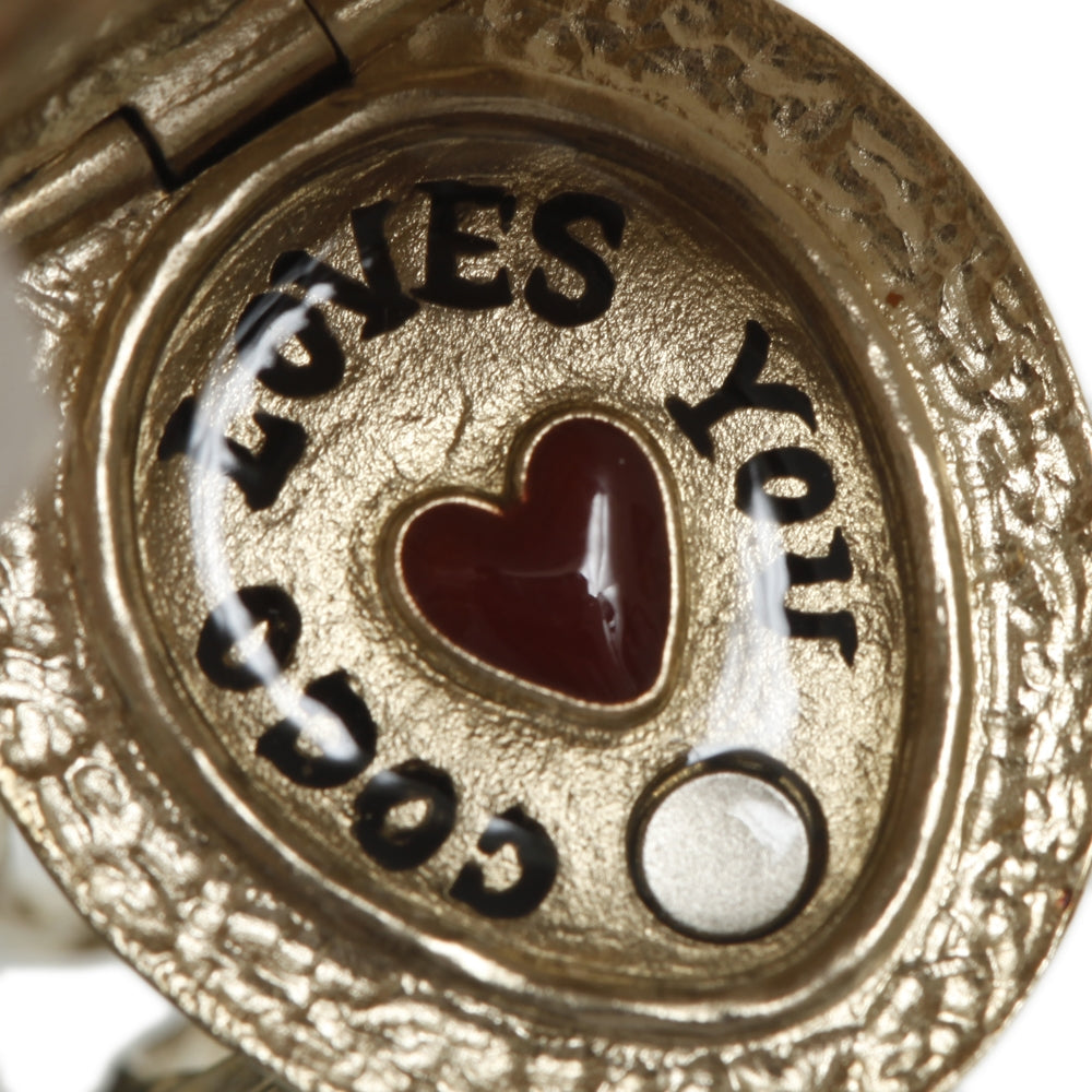 Crystal CC Coco Loves You Locket Ring Gold 7