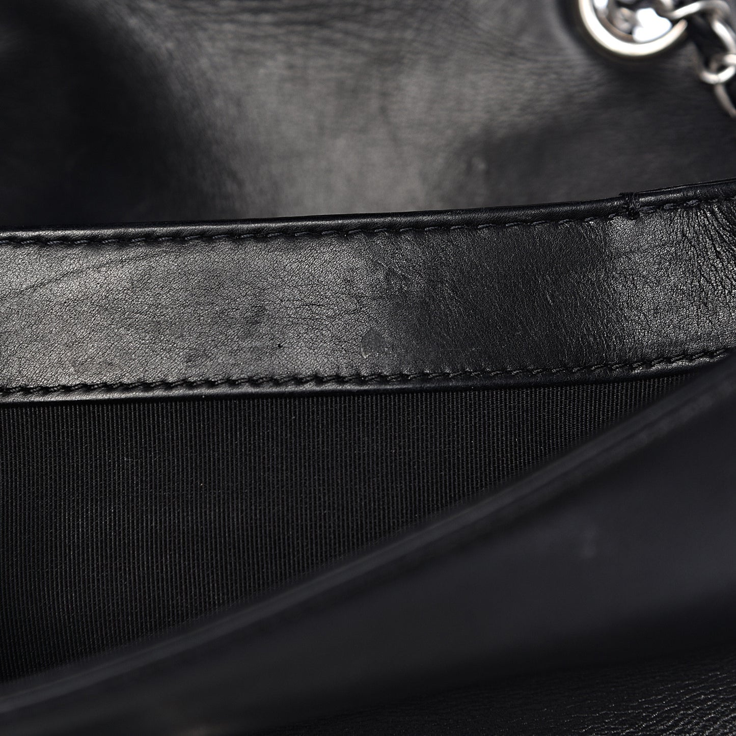 Calfskin Studded Chevron Quilted Flap Black