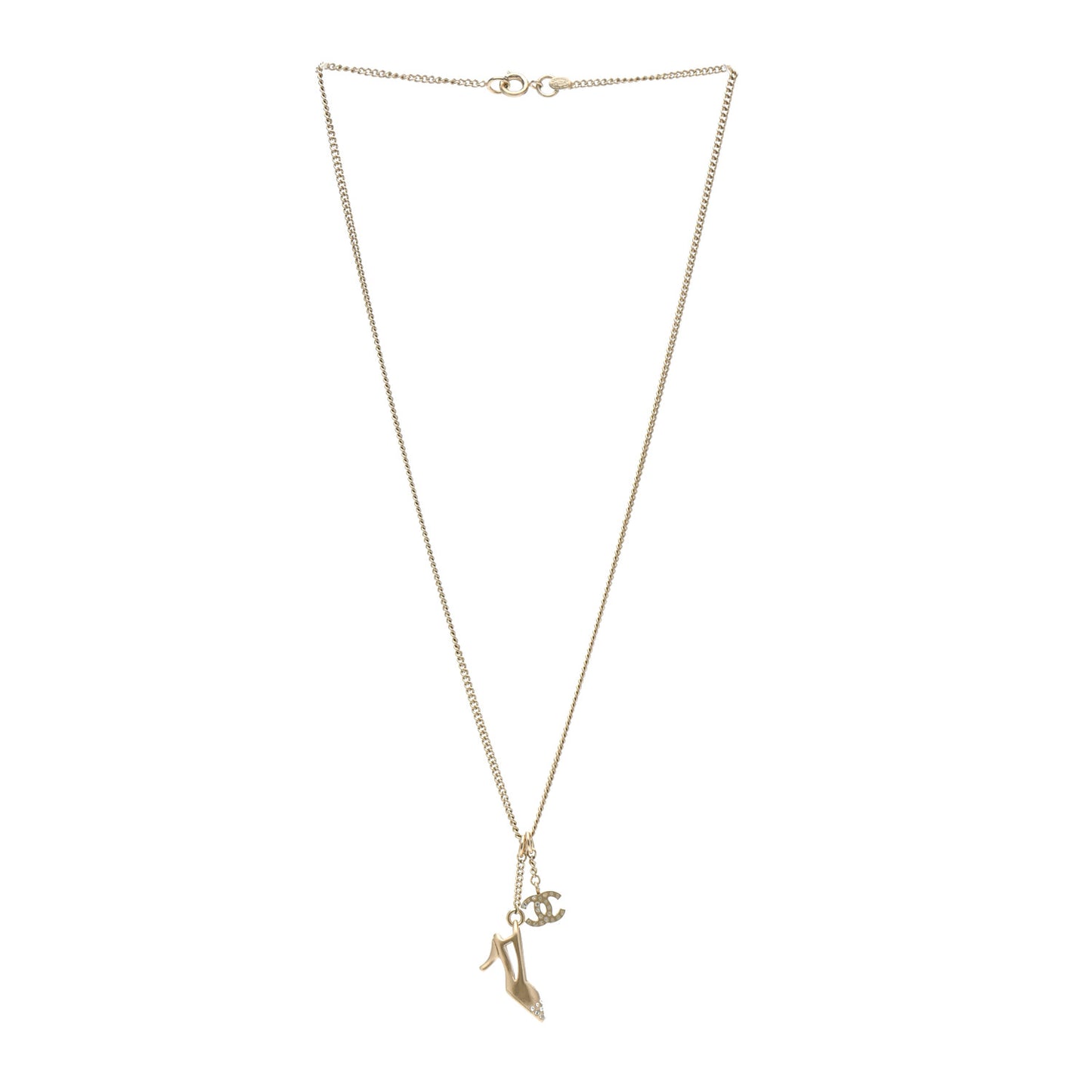 Crystal CC Heel Motif Necklace Gold