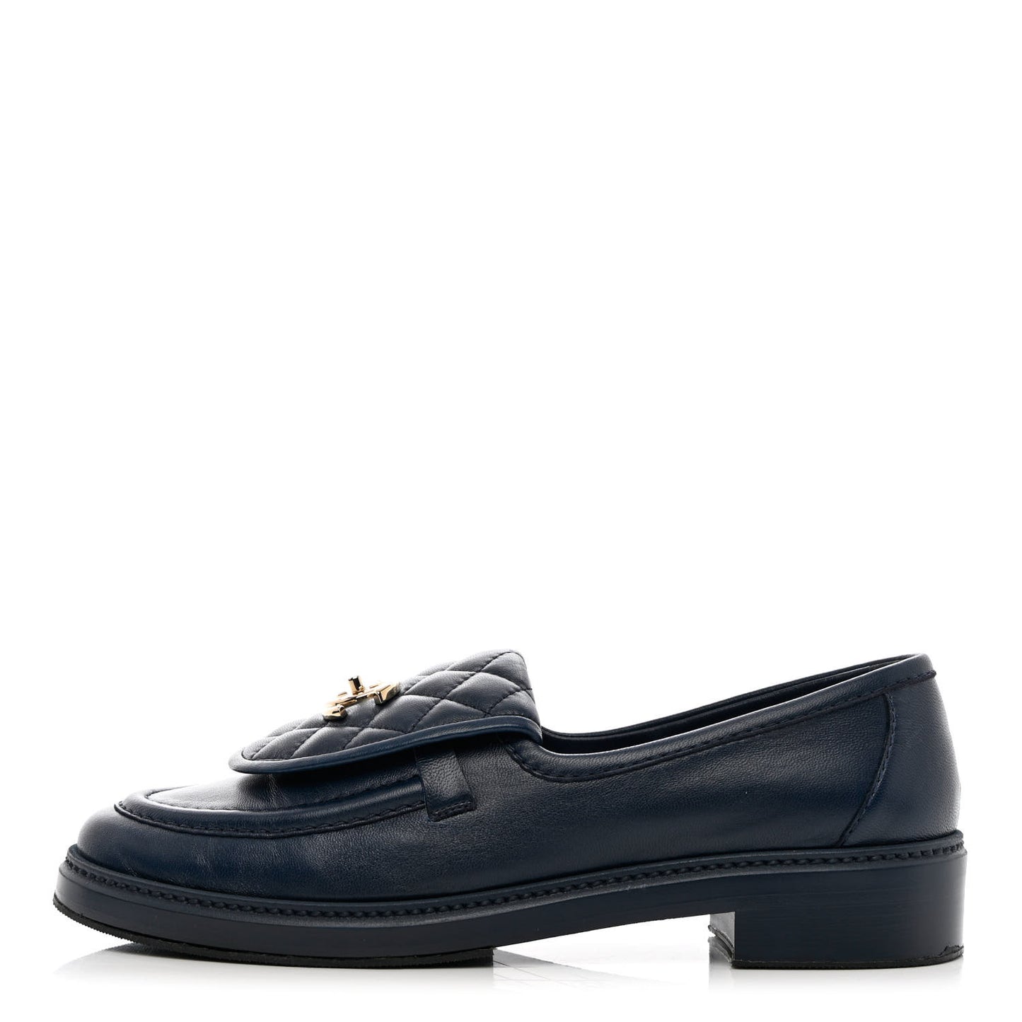 Lambskin Quilted CC Turnlock Loafers 40 Navy