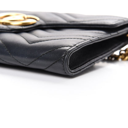 Gucci Calfskin Matelasse Mini GG Marmont Chain Wallet Black 14 of 15