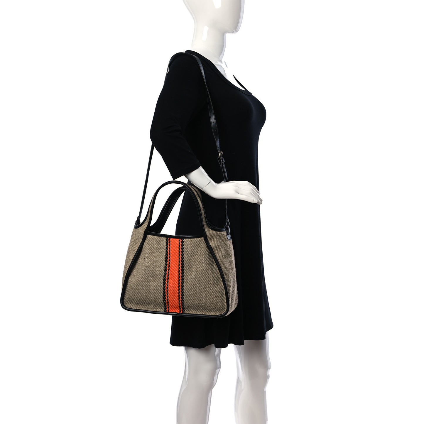 Linen Striped Mini Logo Crossbody Natural