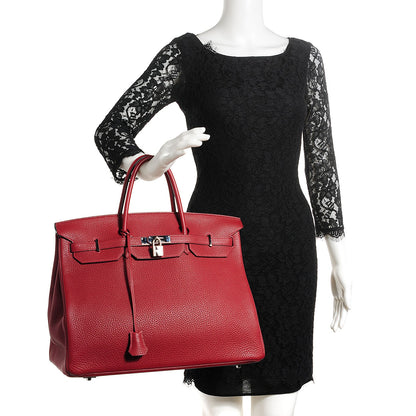 Hermes Taurillon Clemence Birkin 40 Rouge Garance 2 of 28