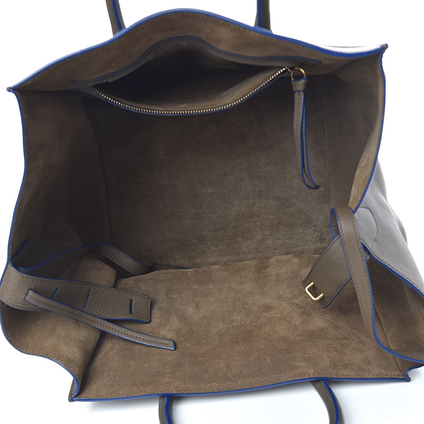 Supple Calfskin Medium Phantom Luggage Khaki Cobalt Trim