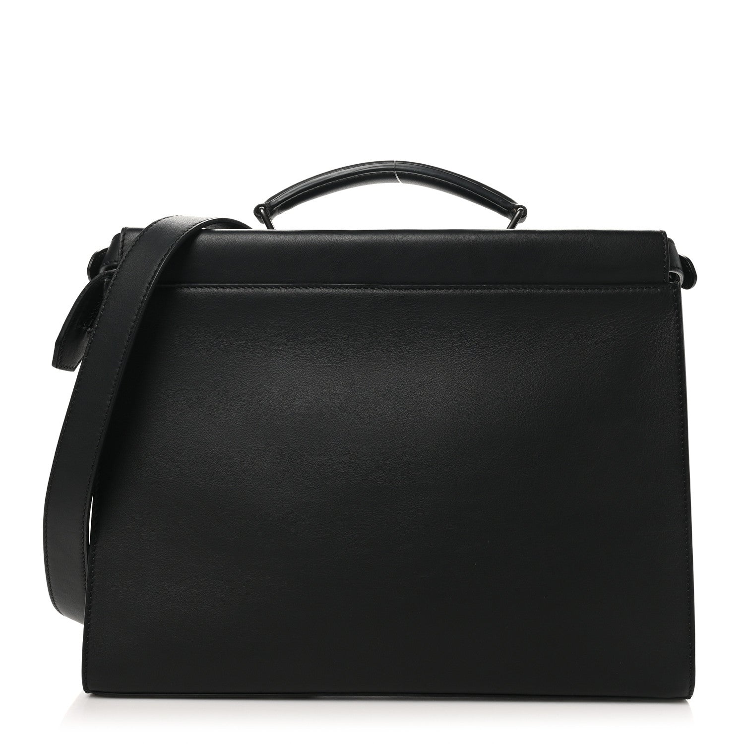 Fendi Vitello Grace Opaco Metal Monster Eyes Large Peekaboo Iconic Fit Satchel Black 1 of 10