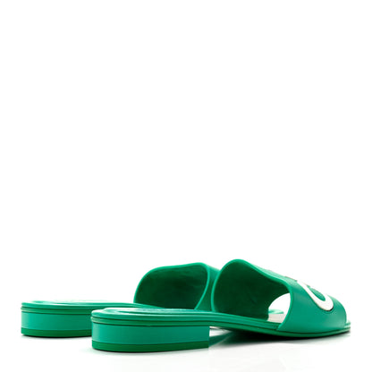 Chanel Calfskin Patent Calfskin Logo Mules 40 Green White 4 of 11