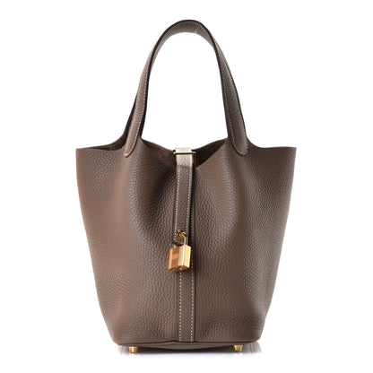 Hermes Taurillon Clemence Picotin Lock 18 PM Etoupe 1 of 5