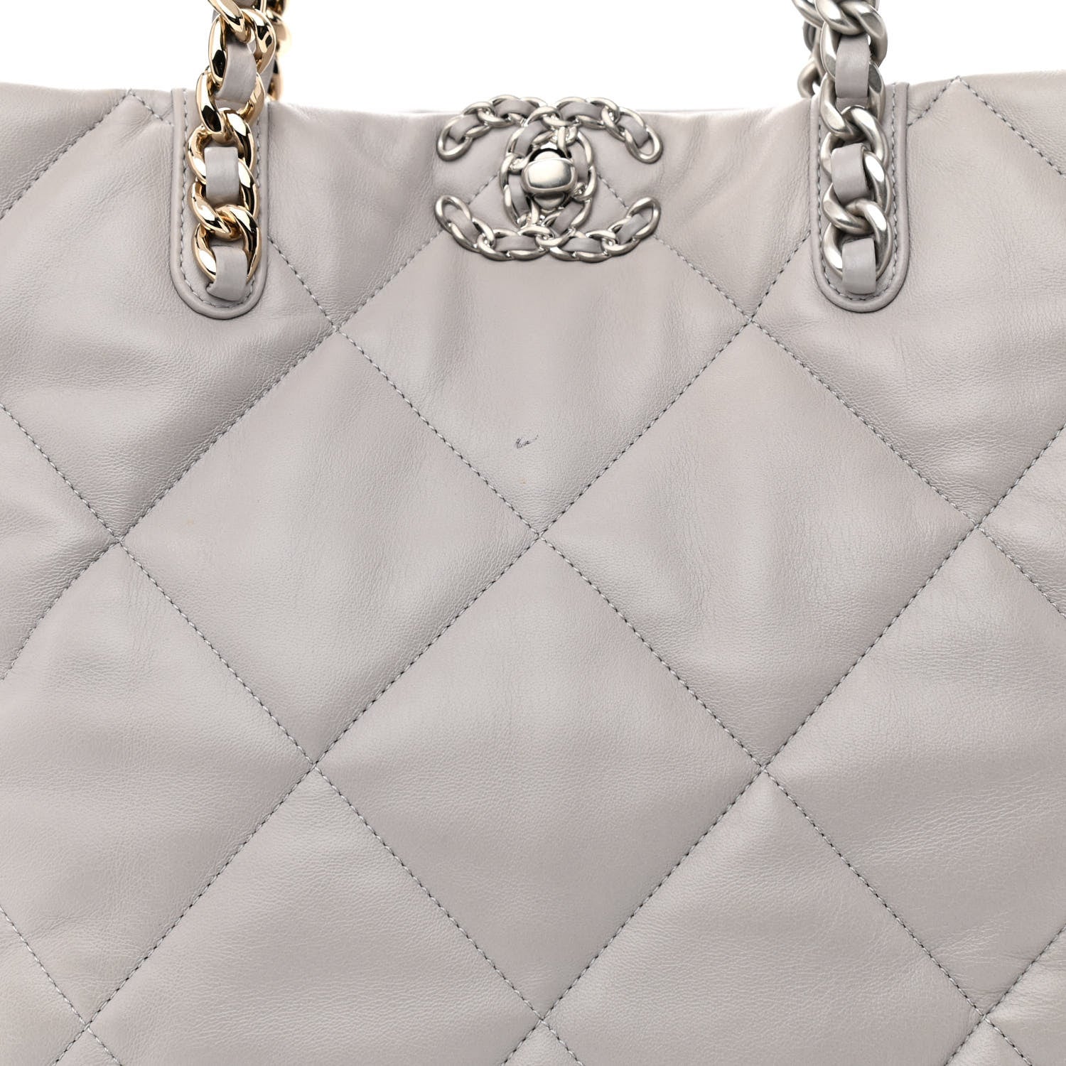 Chanel Lambskin Quilted Chanel 19 Shopping Bag Grey 8 of 12