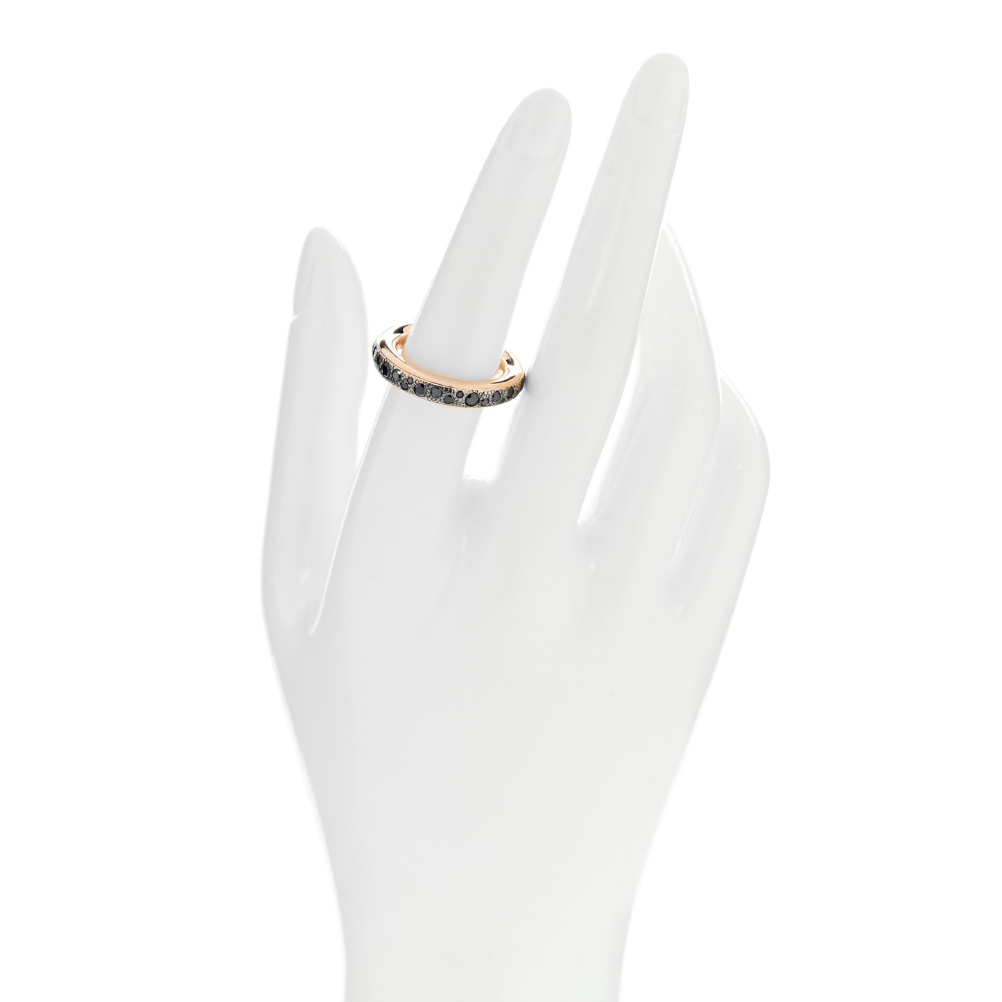 18K Rose Gold Black Diamond Iconica Band Ring 54 6.75