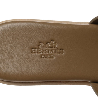 Hermes Suede Goatskin Cork Eze 30 Sandals 38 Beige Argile 7 of 9