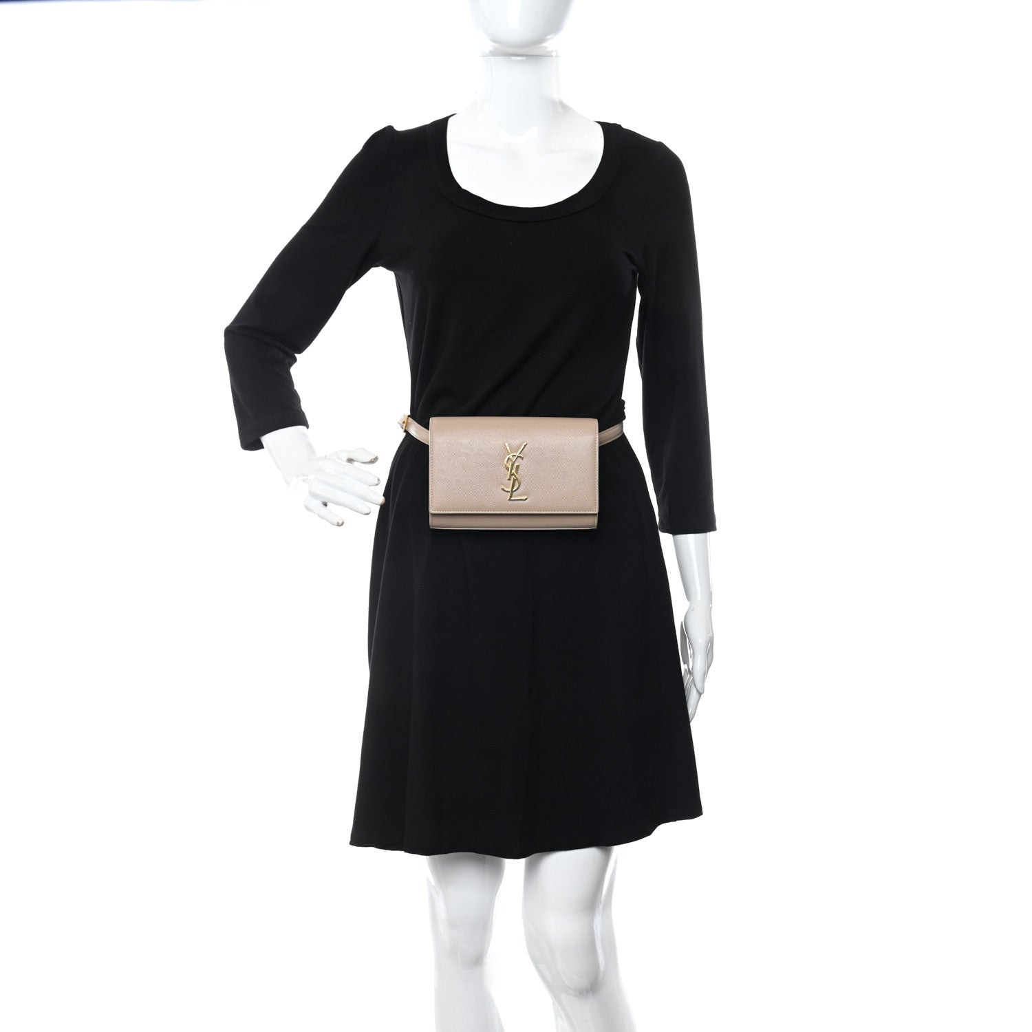 Saint Laurent Grain De Poudre Monogram Kate Belt Bag Dark Beige 2 of 9