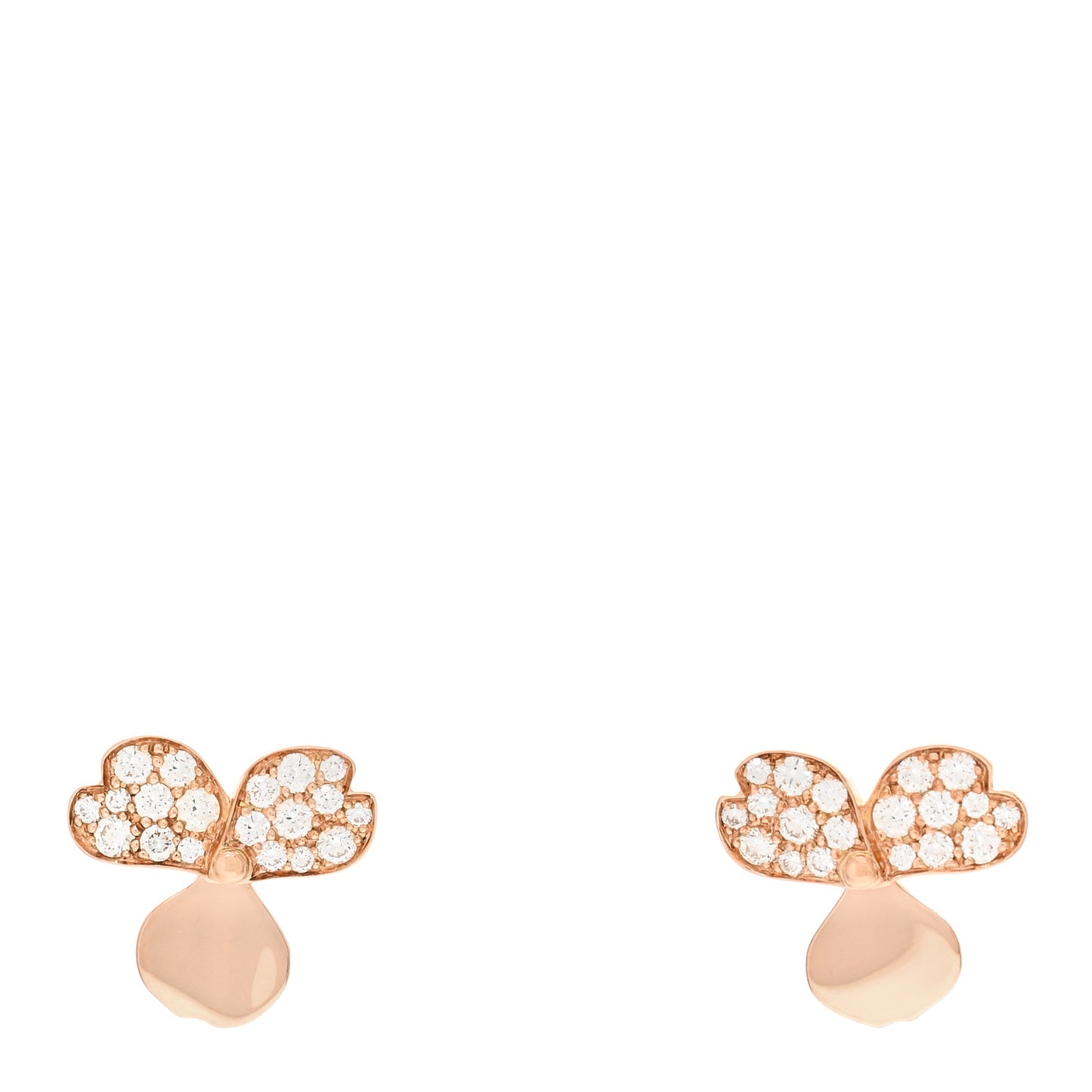 18K Rose Gold Diamond Paper Flowers Earrings