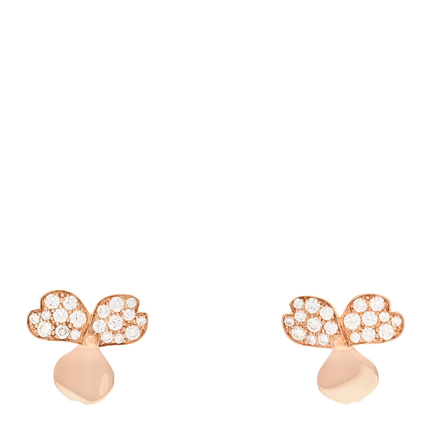 Tiffany 18K Rose Gold Diamond Paper Flowers Earrings 1 of 4