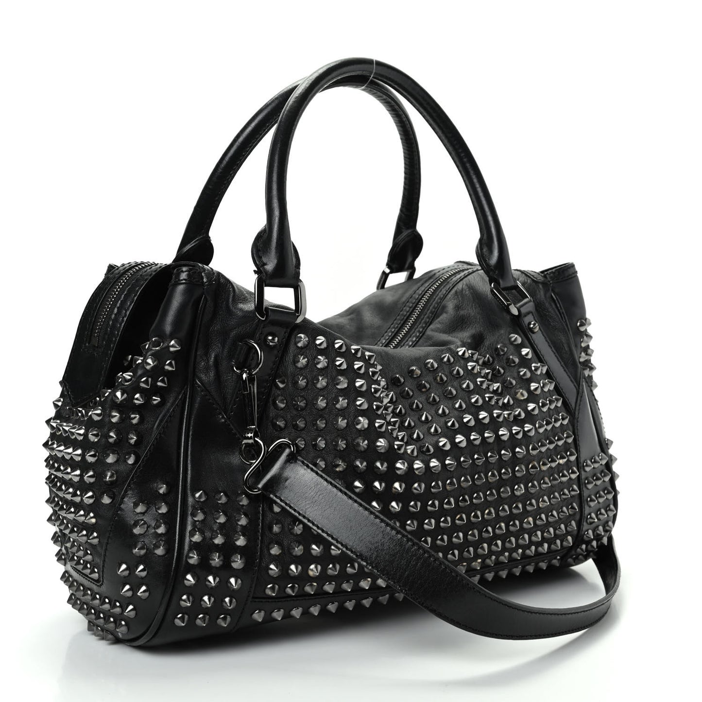 Lambskin Studded Medium Edenham Satchel Black
