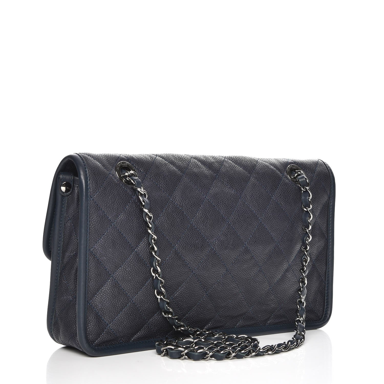 Chanel Caviar Quilted Medium French Riviera Flap Dark Navy Blue 3 of 9