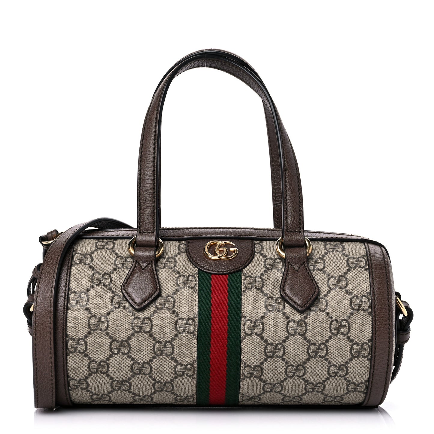 GG Supreme Monogram Web Small Ophidia Boston Bag Brown