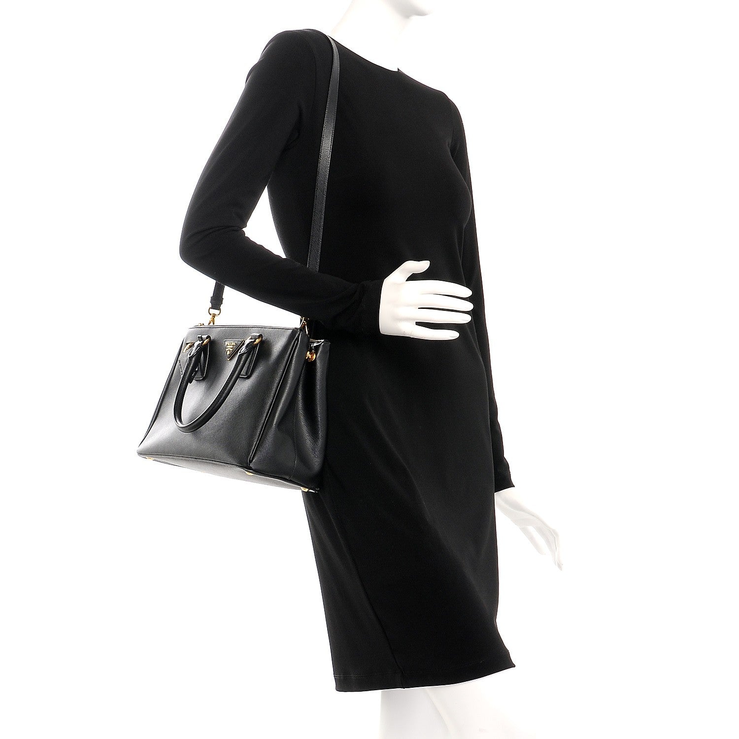 Prada Saffiano Small Galleria Double Zip Tote Black 2 of 8