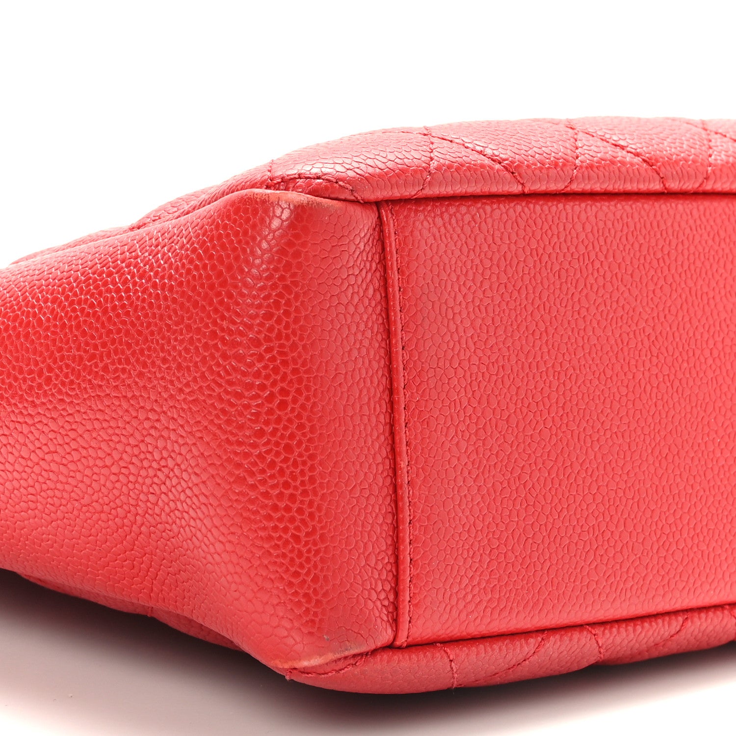 Chanel Caviar Quilted Petit Shopping Tote PST Red 8 of 9