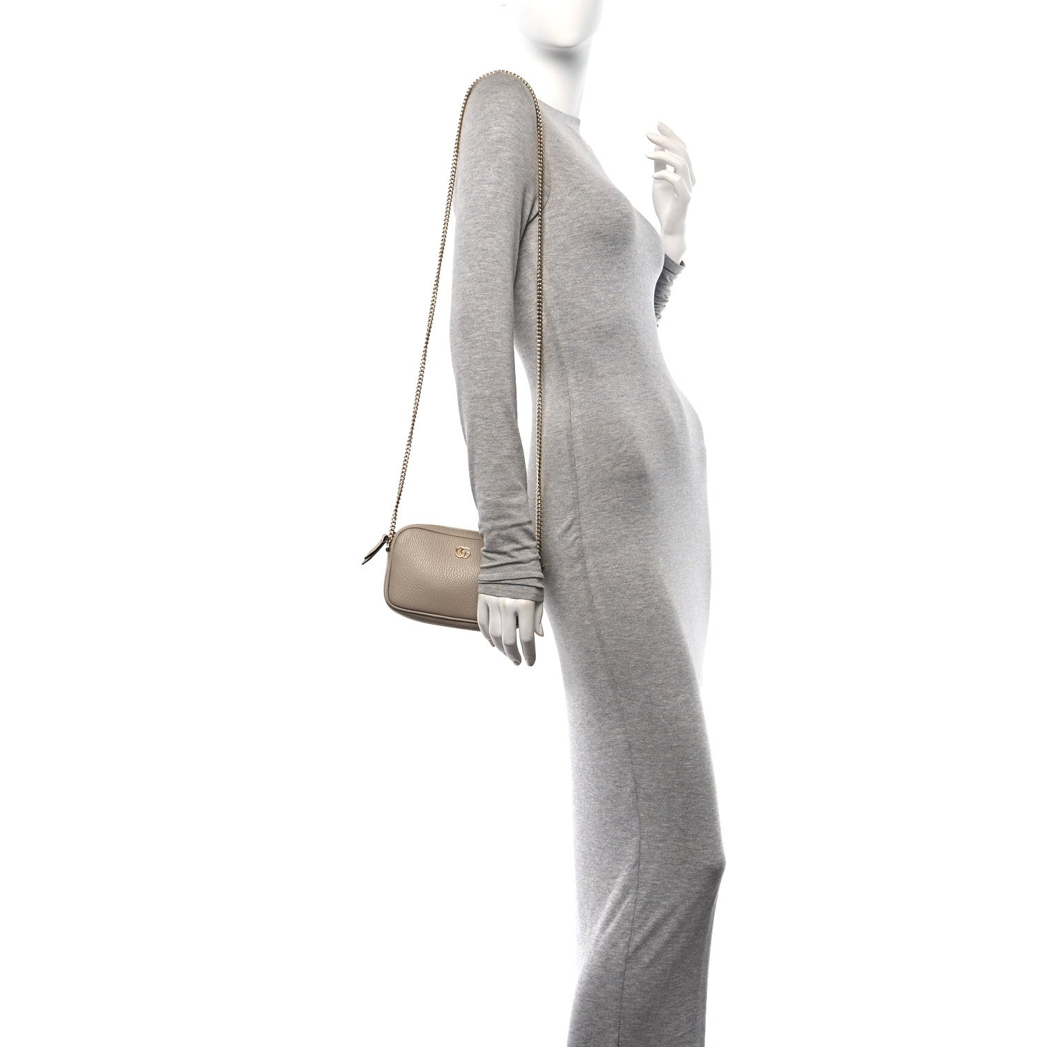 Gucci Dollar Calfskin Super Mini GG Marmont Chain Shoulder Bag Beige 2 of 10