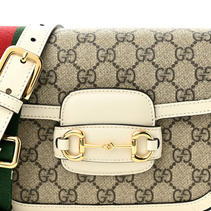Gucci GG Supreme Monogram Web Mini Horsebit 1955 Shoulder Bag Beige Mystic White 10 of 13