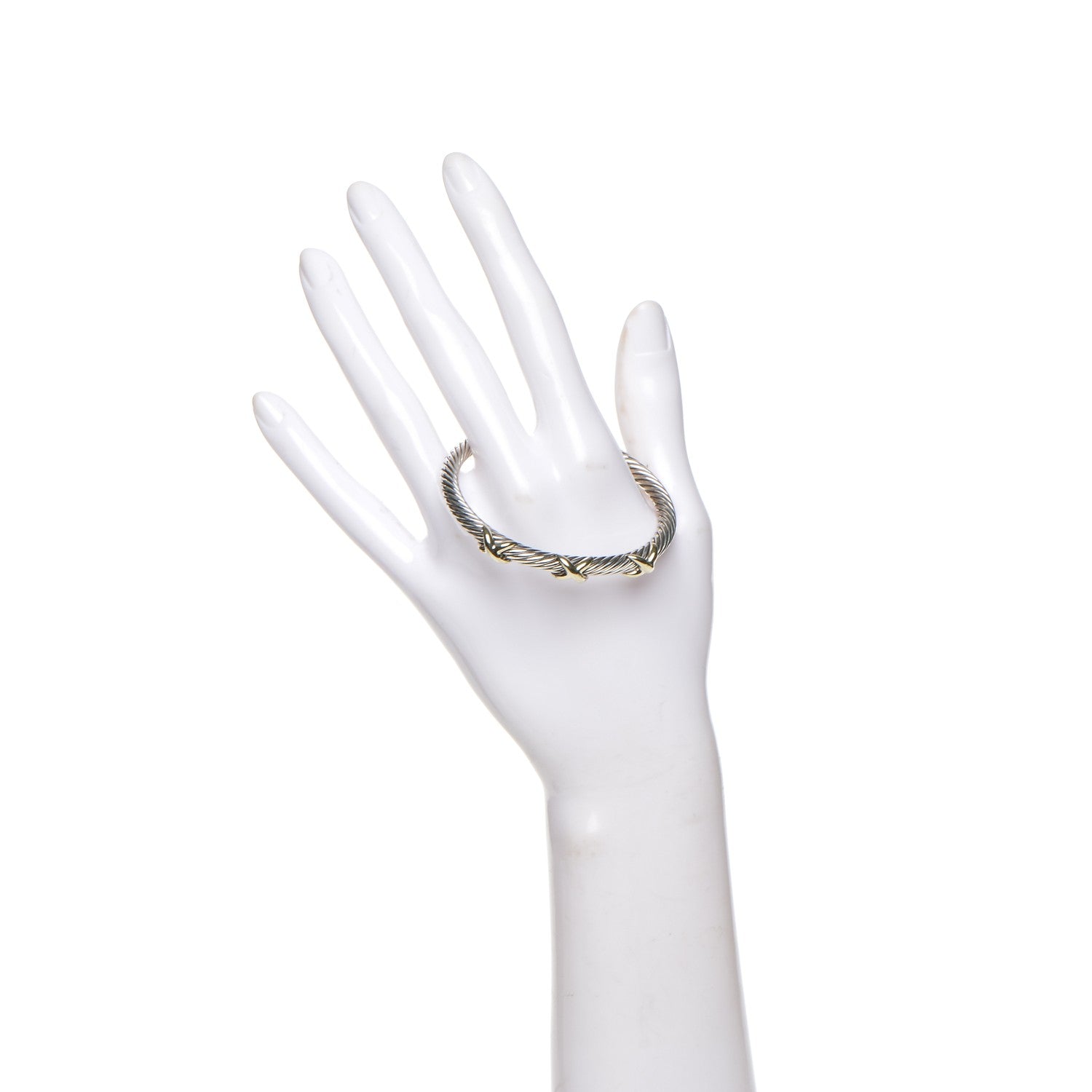 David Yurman Sterling Silver 14K Yellow Gold 5mm Triple X Cable Bracelet 2 of 4