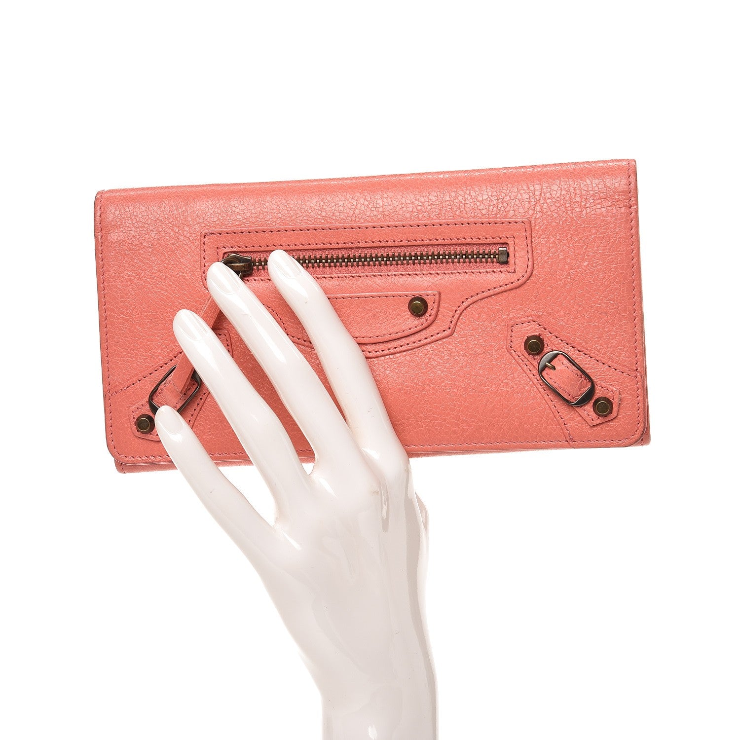 Balenciaga Agneau Classic Hardware Money Wallet Rose Azalee 2 of 11