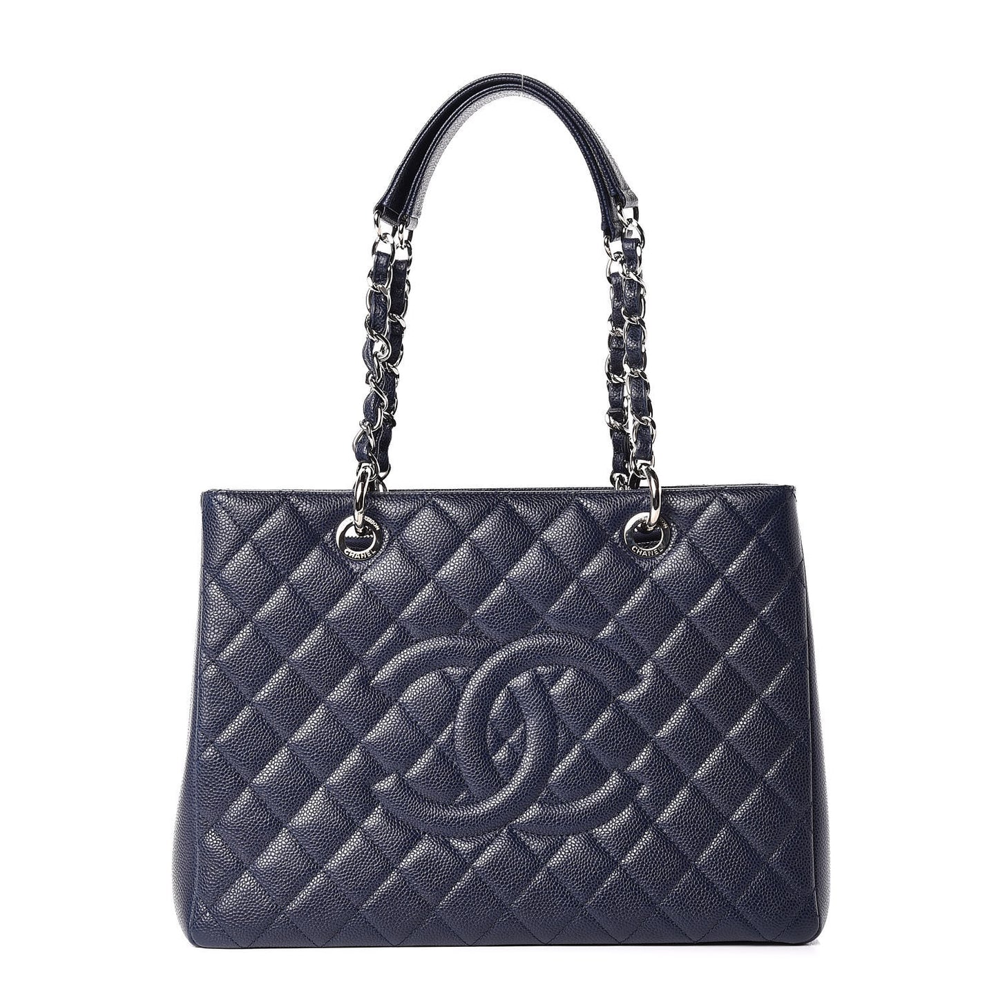 Caviar Quilted Grand Shopping Tote GST Navy Blue
