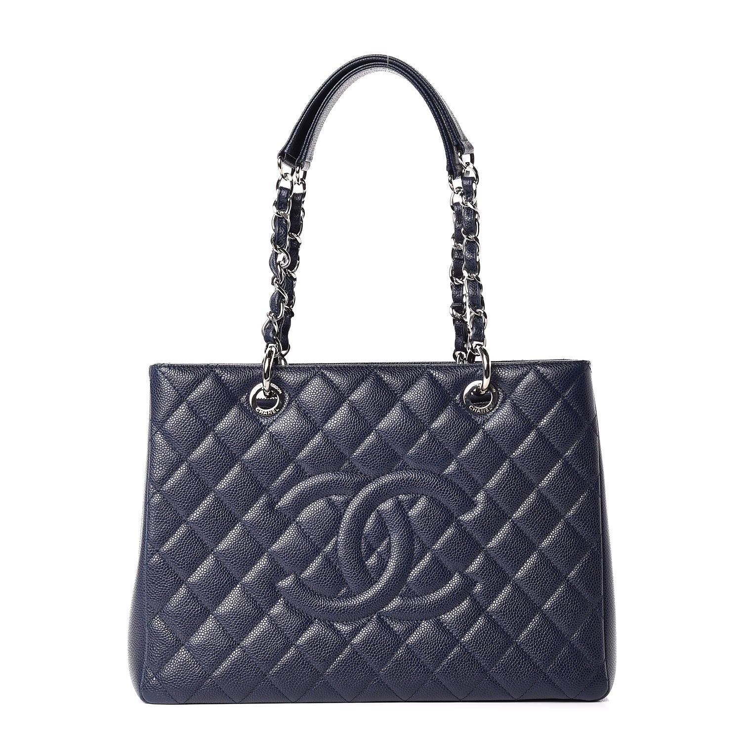 Chanel Caviar Quilted Grand Shopping Tote GST Navy Blue 1 of 10