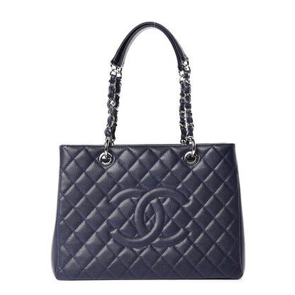 Chanel Caviar Quilted Grand Shopping Tote GST Navy Blue 1 of 10