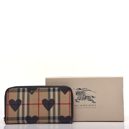 Burberry Haymarket Check Heart Print Zip Around Wallet Black 9 of 9