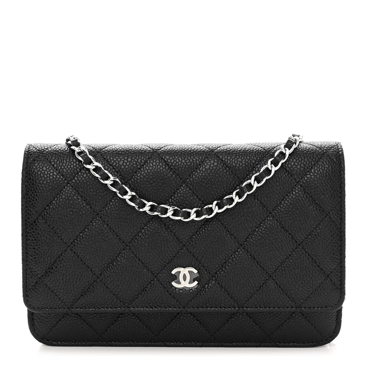 Caviar Quilted Wallet on Chain WOC Black