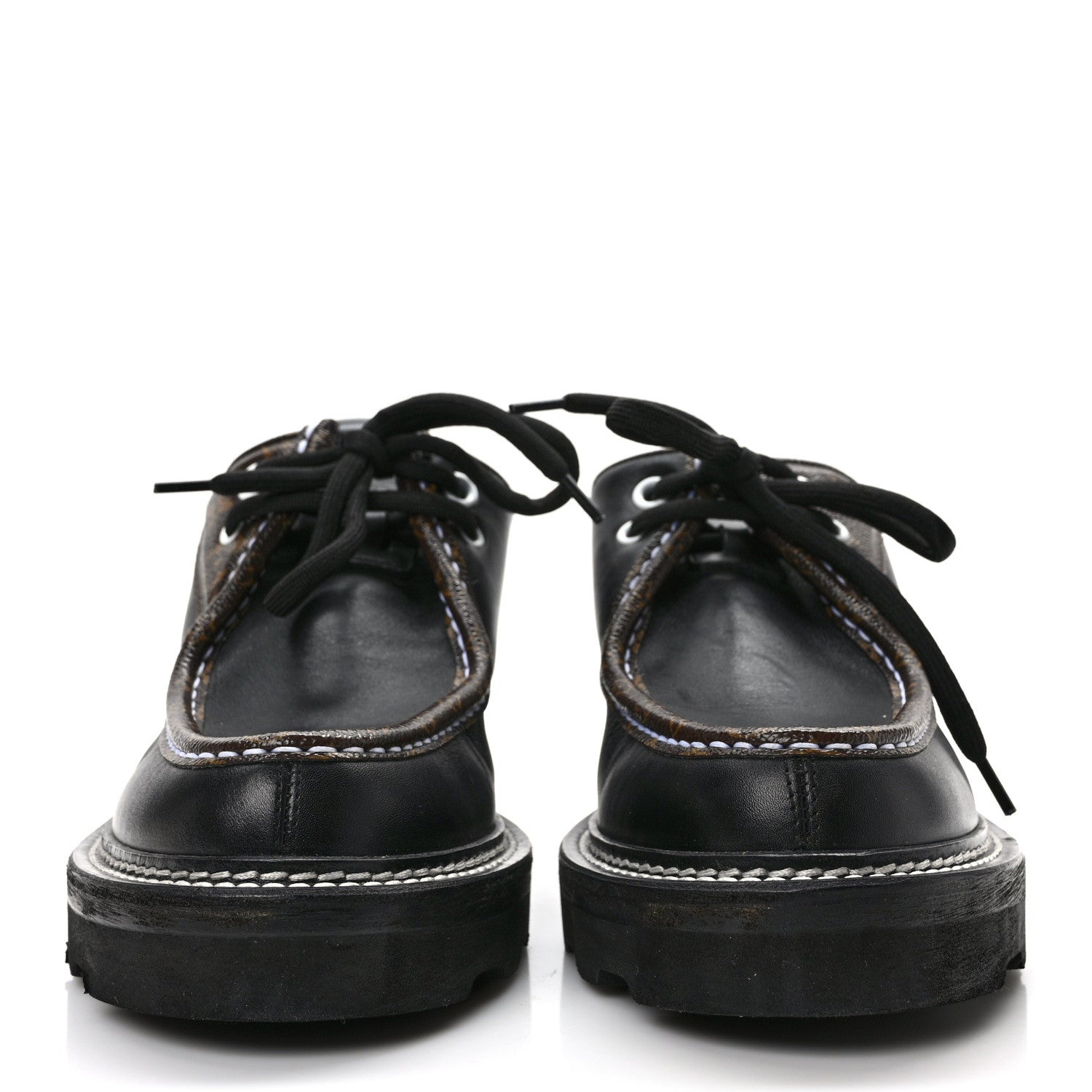 Louis Vuitton Calfskin Monogram Beaubourg Open Back Platform Derby Shoes 41 Black 2 of 9