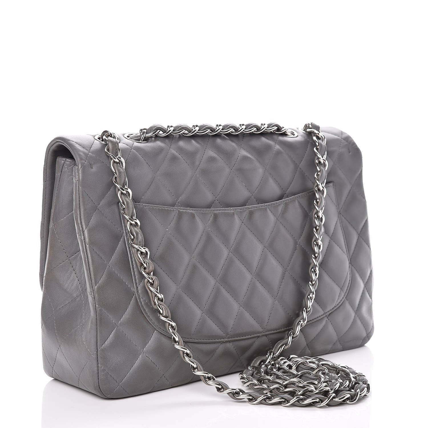 Chanel Lambskin Quilted Jumbo Single Flap Grey 3 of 20