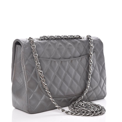 Chanel Lambskin Quilted Jumbo Single Flap Grey 3 of 20