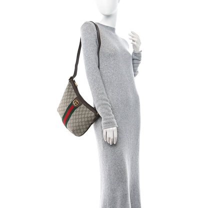 Gucci GG Supreme Monogram Web Small Ophidia Half Moon Hobo Brown 2 of 10