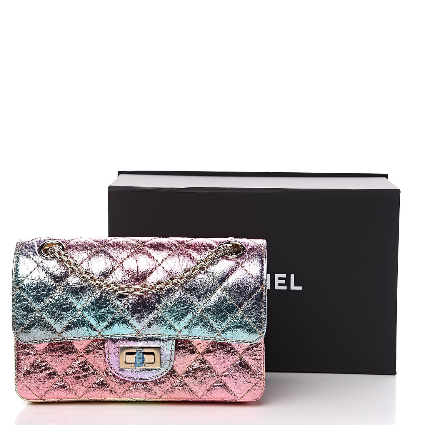 Metallic Goatskin Quilted Mini 2.55 Reissue Flap Multicolor