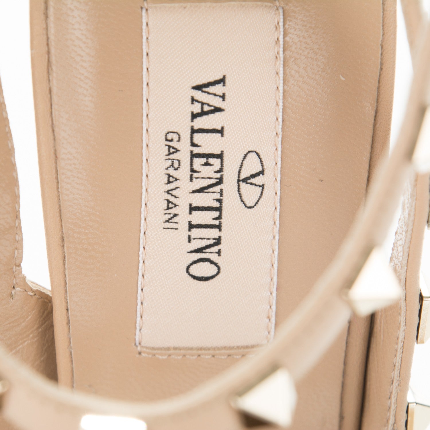 Valentino Garavani Pebbled Calfskin Rockstud Ankle Strap 100mm Pumps 37.5 Camel Rose 7 of 7