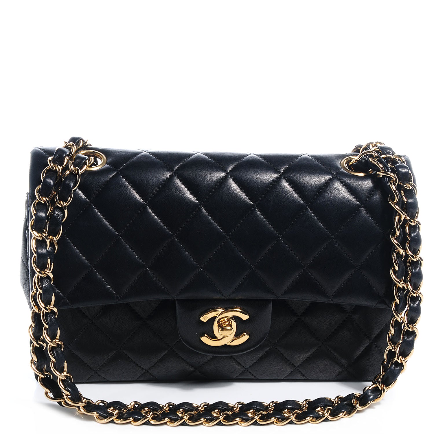 Chanel Lambskin Small Double Flap Navy 1 of 8