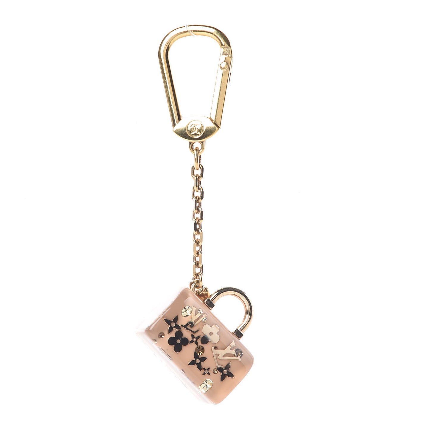 Resin Inclusion Speedy Bag Charm Key Chain Beige