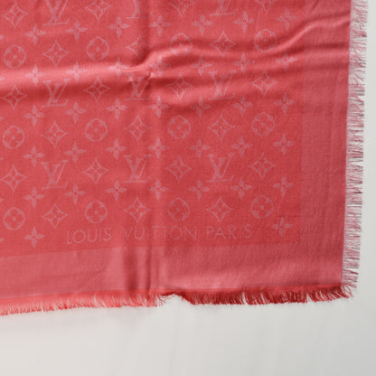 Louis Vuitton Silk Wool Monogram Voile Shawl Corail 3 of 4
