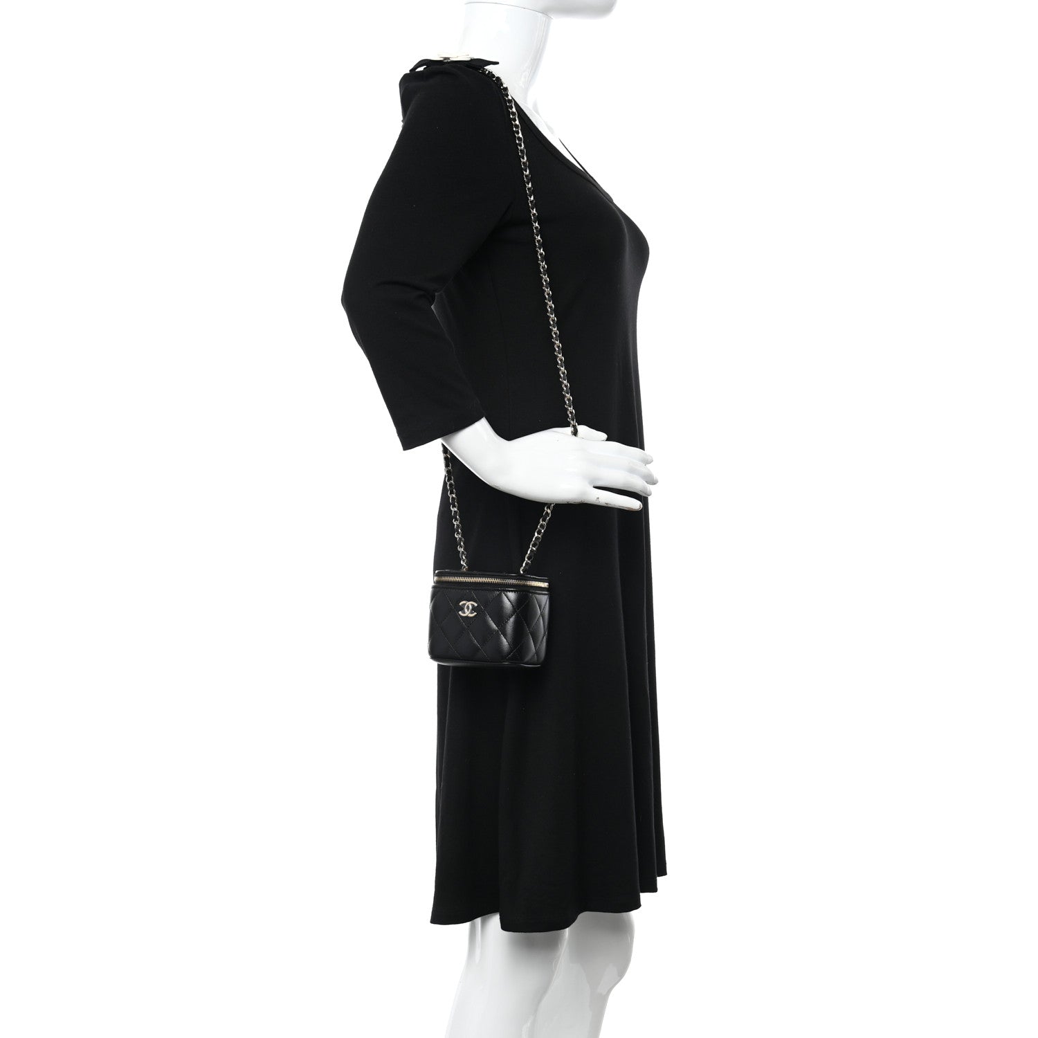 Chanel Lambskin Quilted My Chanel Lady Vanity Case With Chain Black 2 of 11
