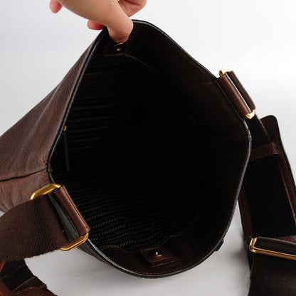 Prada Cervo Antik Flat Messenger Bag Brown 9 of 9