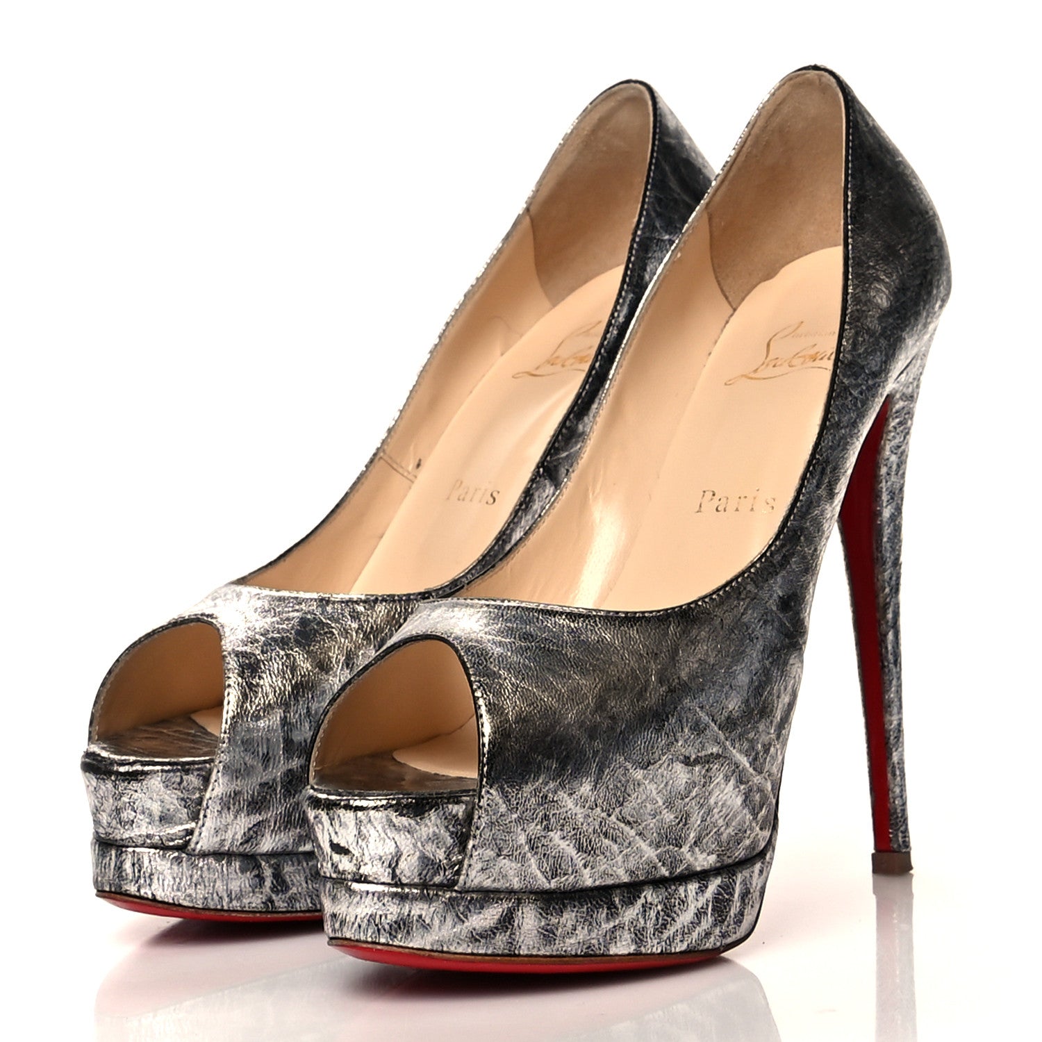 Christian Louboutin Vitello Palais Royal 140 Pumps 38.5 Silver 3 of 10