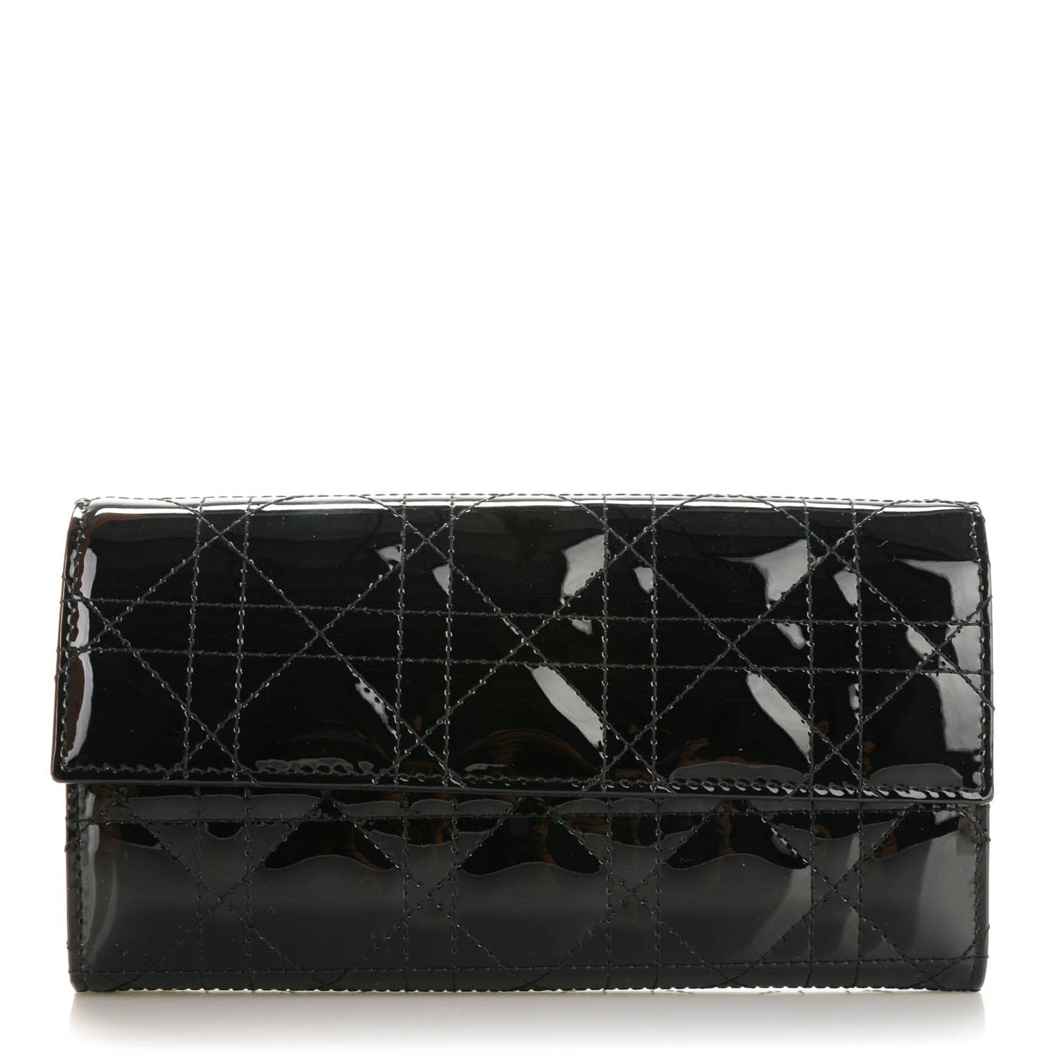 Christian Dior Patent Cannage Rendez-vous Chain Wallet Black 1 of 7
