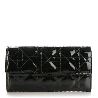 Christian Dior Patent Cannage Rendez-vous Chain Wallet Black 1 of 7