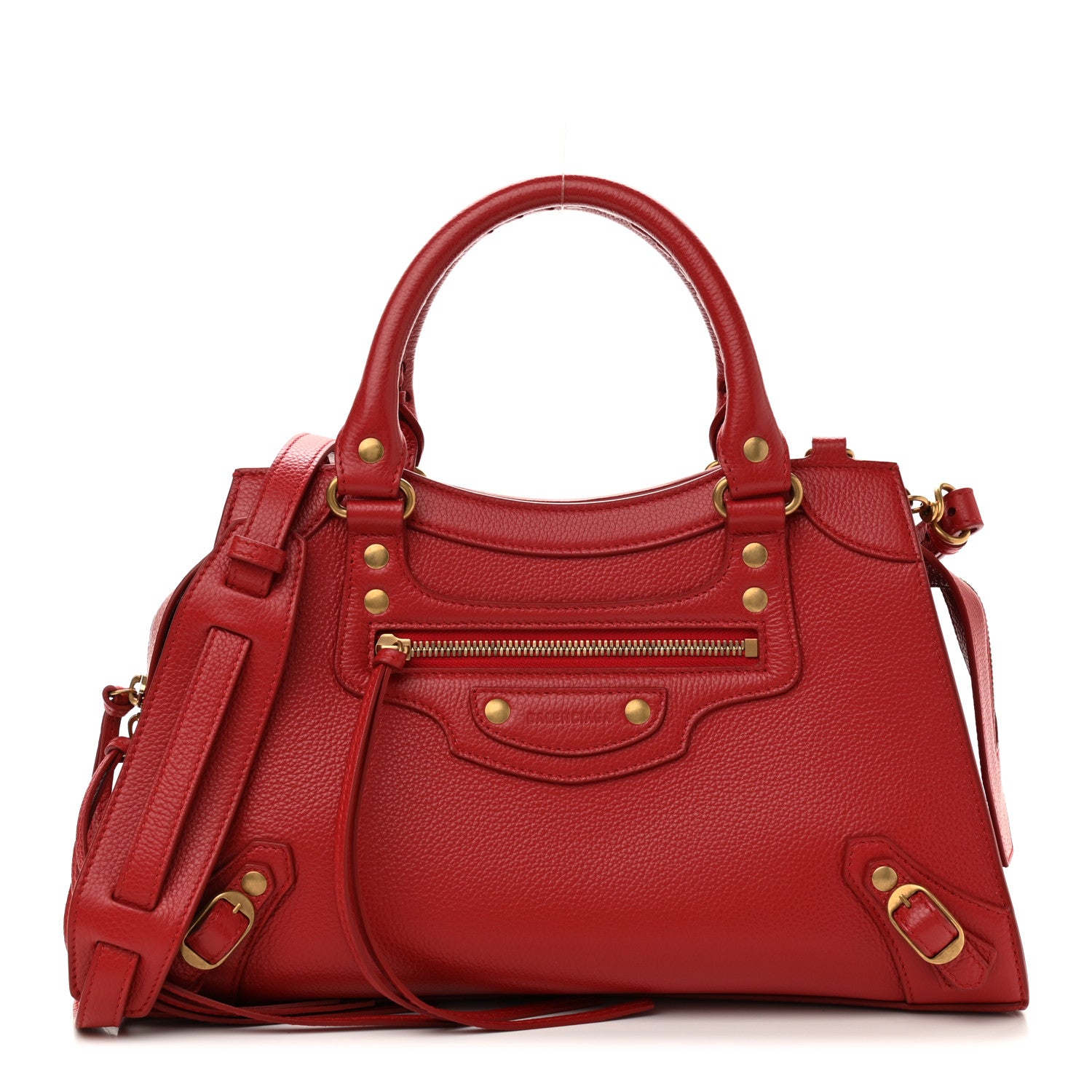 Balenciaga Grained Calfskin Neo Classic Gold Hardware S City Medium Red 1 of 12