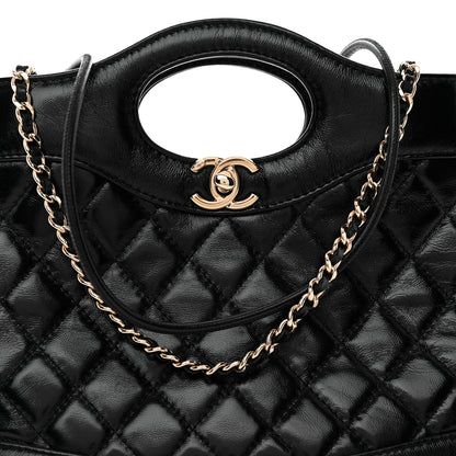 Chanel Shiny Lambskin Quilted Mini 31 Shopping Bag Black 7 of 10