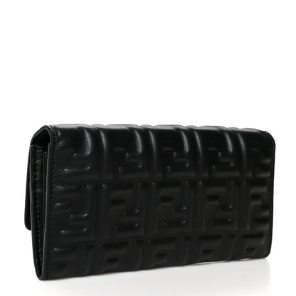 Fendi Nappa Matisse FF Embossed Continental Wallet Black 3 of 9